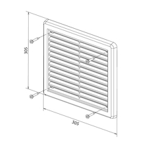Rama aerisire Haco, acoperita cu plasa, 30 x 30 cm, alb